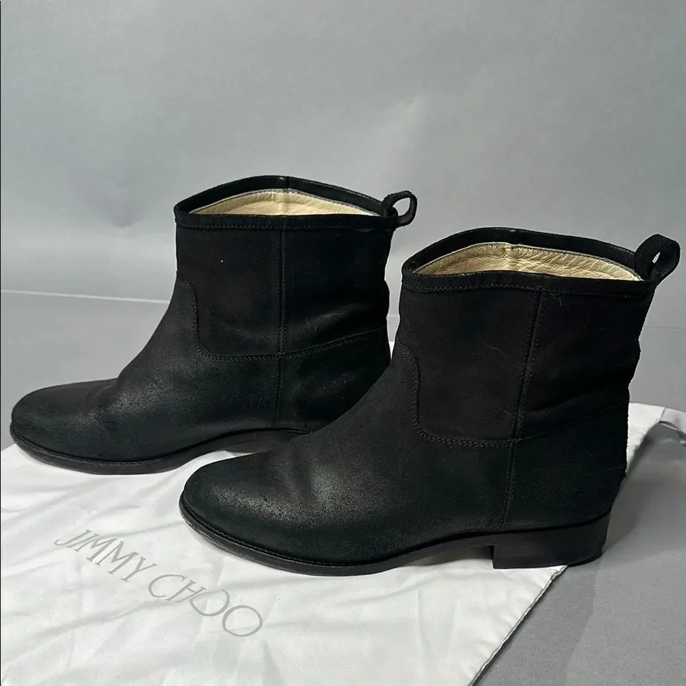 Authentic Jimmy Choo Ankle Booties | Black Suede | EU 38.5 | (A-1526)